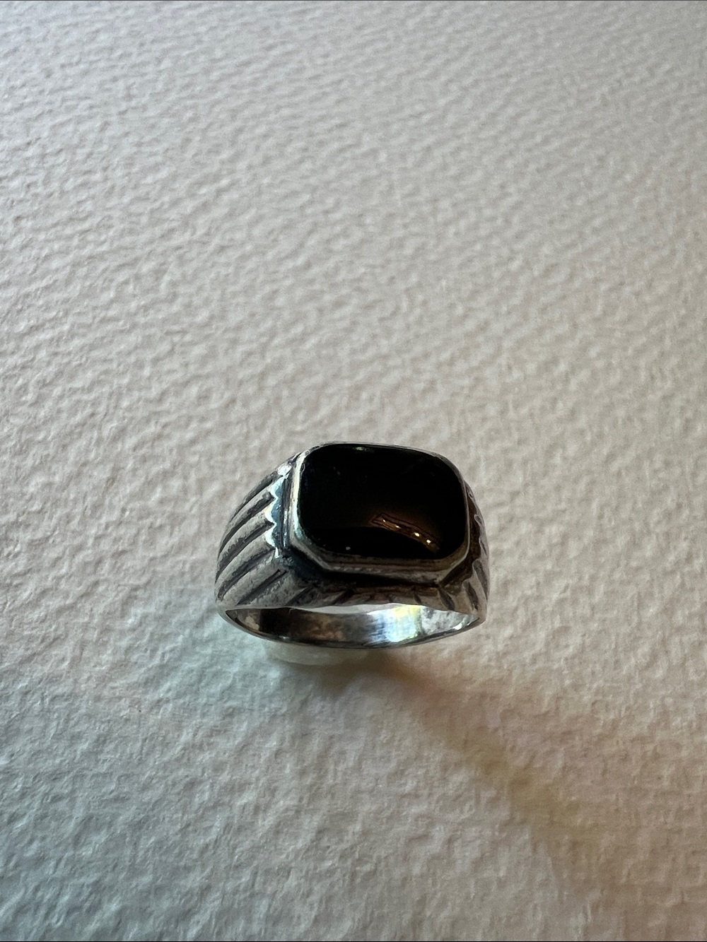 Sterling Silver Norwegian Design Black Onyx Signet Ring - Picture 1 of 4